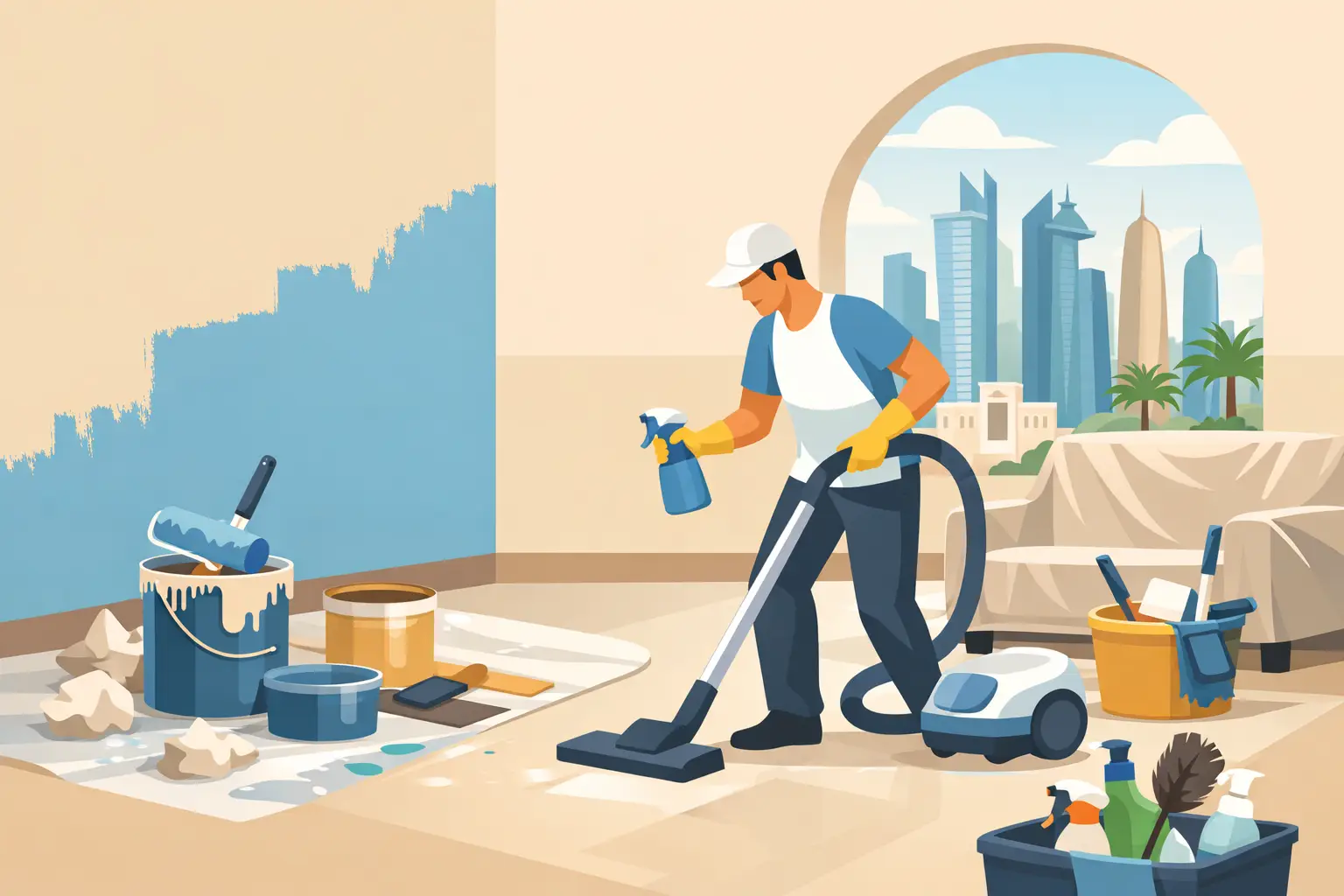 Cleaning After Painting Work in Qatar Homes