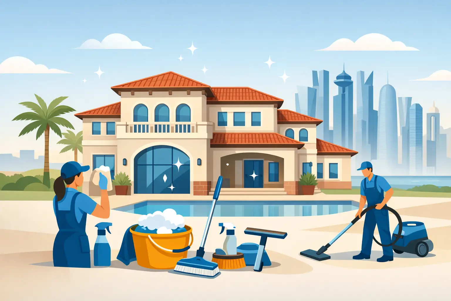 Large Villa Cleaning Cost in Doha