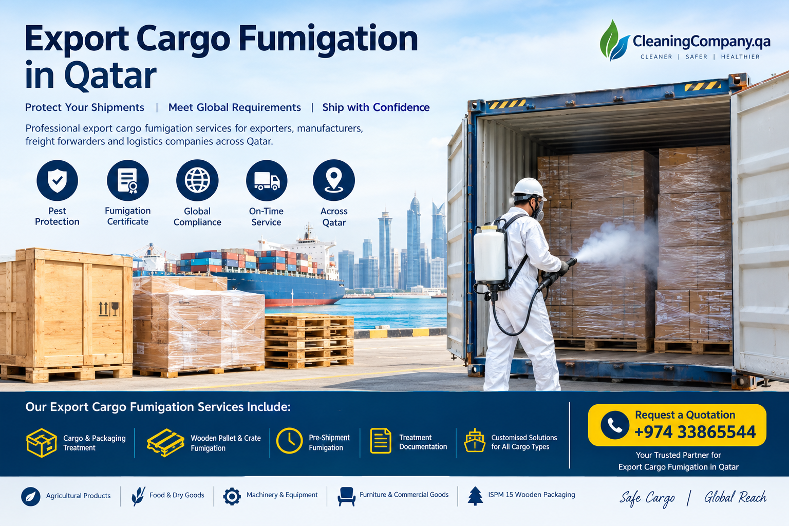 Export cargo fumigation services in Doha Qatar for international shipments