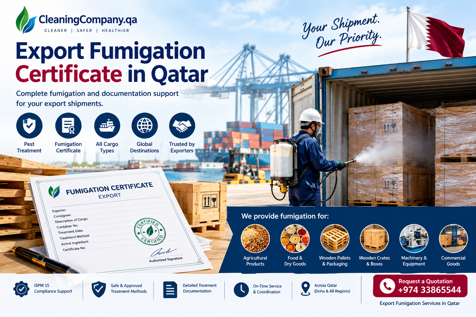 export cargo fumigation certificate in doha qatar